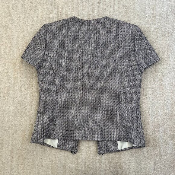 Tahari ASL Arthur S Levine Cotton Tweed Short Sleeve Blazer Cardigan Jacket 4 - Picture 4 of 9